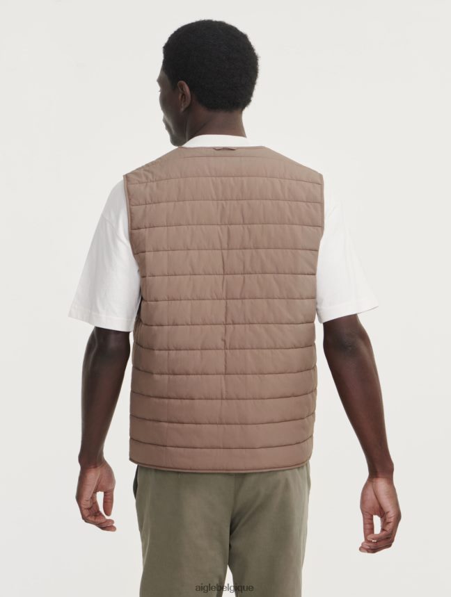 Aigle vêtements gilet court sans manches matelassé sorona dupont wr cappuccino Hommes HV42L2165
