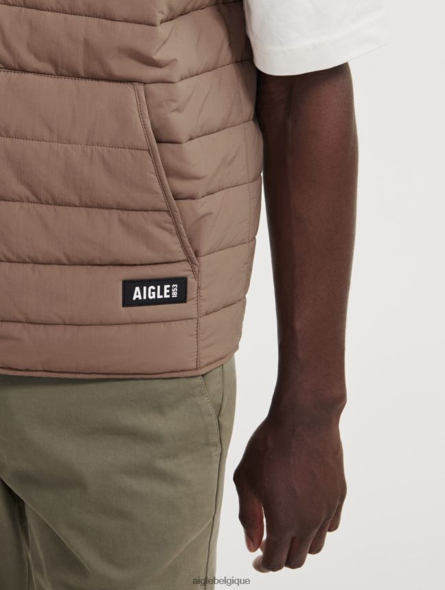 Aigle vêtements gilet court sans manches matelassé sorona dupont wr cappuccino Hommes HV42L2165