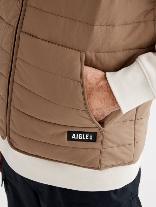 Aigle vêtements gilet court sans manches matelassé sorona dupont wr cappuccino Hommes HV42L2165