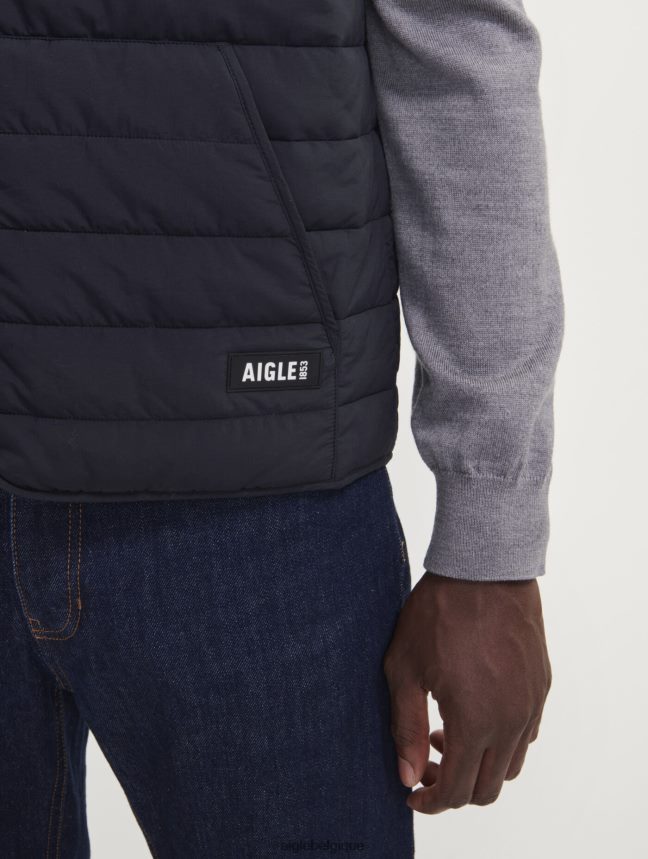 Aigle vêtements gilet court sans manches matelassé sorona dupont wr noir Hommes HV42L2189