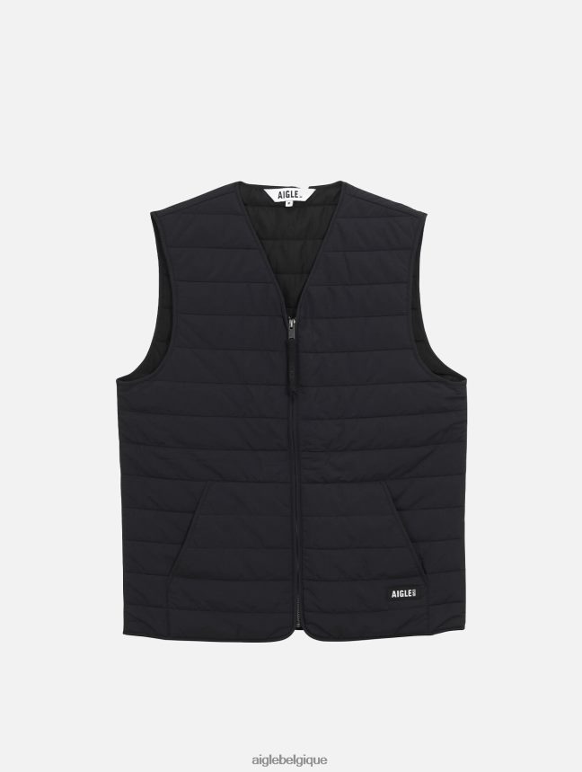 Aigle vêtements gilet court sans manches matelassé sorona dupont wr noir Hommes HV42L2189