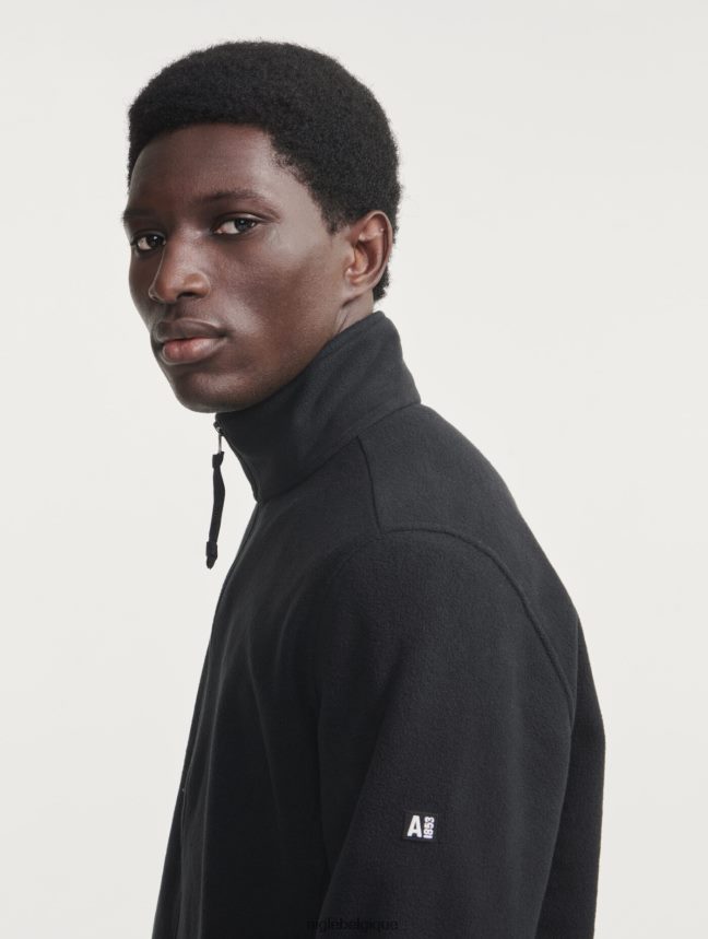 Aigle vêtements polaire en microfibre avec zip noir Hommes HV42L218