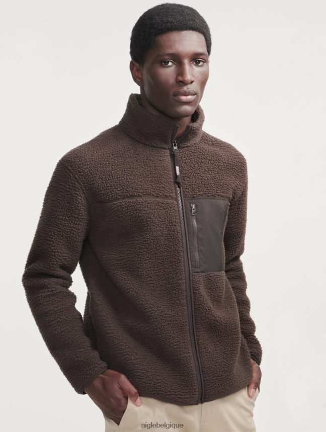 Aigle vêtements polaire sherpa zippée cacao Hommes HV42L26