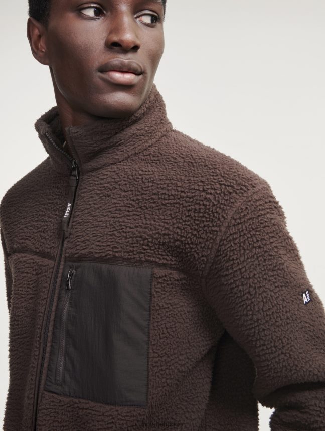 Aigle vêtements polaire sherpa zippée cacao Hommes HV42L26