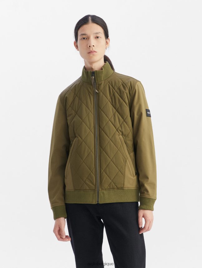 Aigle vêtements veste bi-matière kaki Hommes HV42L293