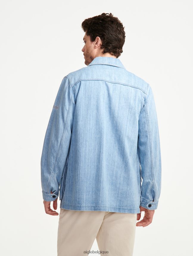 Aigle vêtements saharienne en jean mi-longue denim légèrement décoloré Hommes HV42L2204