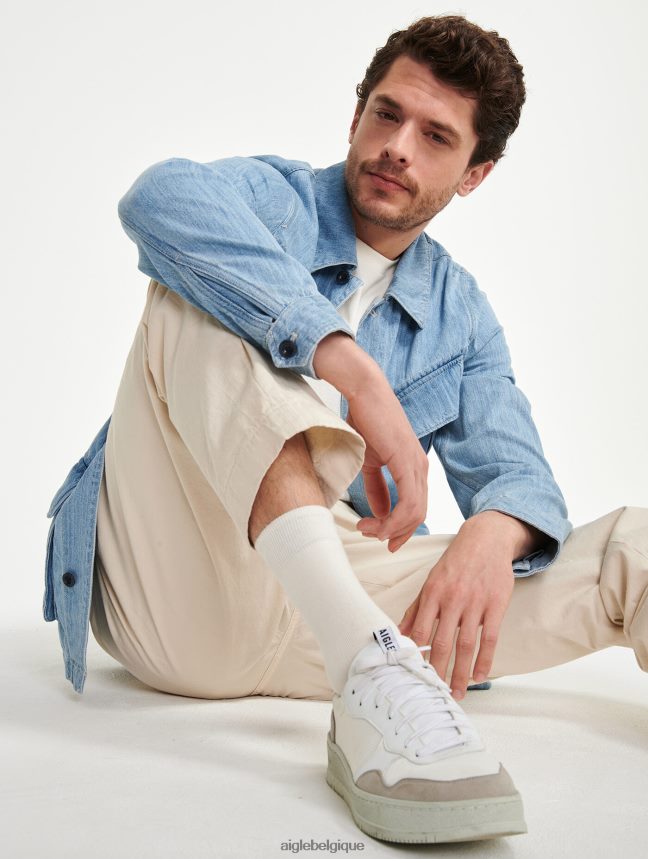 Aigle vêtements saharienne en jean mi-longue denim légèrement décoloré Hommes HV42L2204