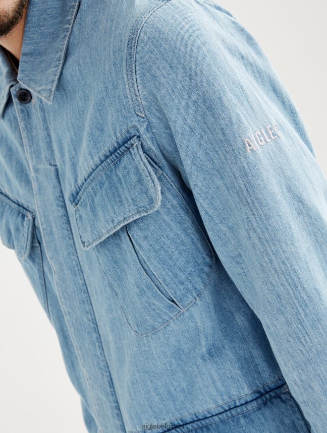 Aigle vêtements saharienne en jean mi-longue denim légèrement décoloré Hommes HV42L2204