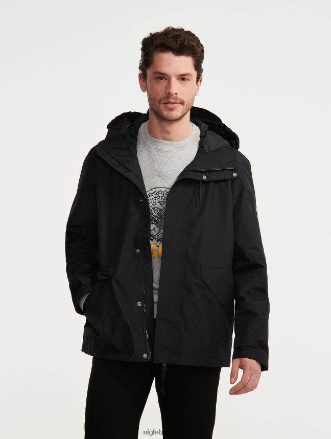 Aigle vêtements veste courte à capuche en gore-tex noir Hommes HV42L2215