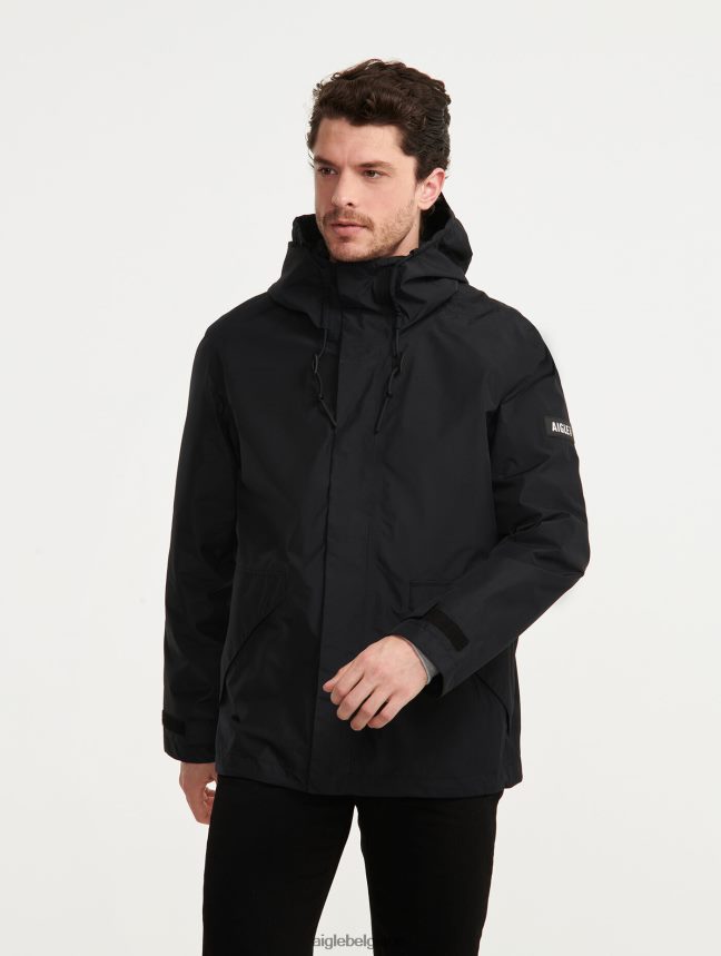 Aigle vêtements veste courte à capuche en gore-tex noir Hommes HV42L2215