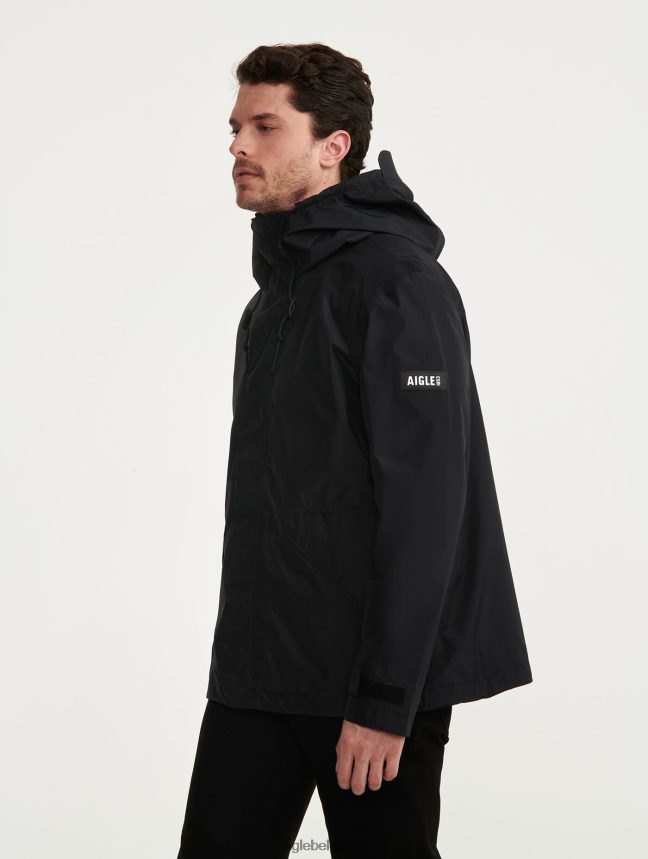 Aigle vêtements veste courte à capuche en gore-tex noir Hommes HV42L2215