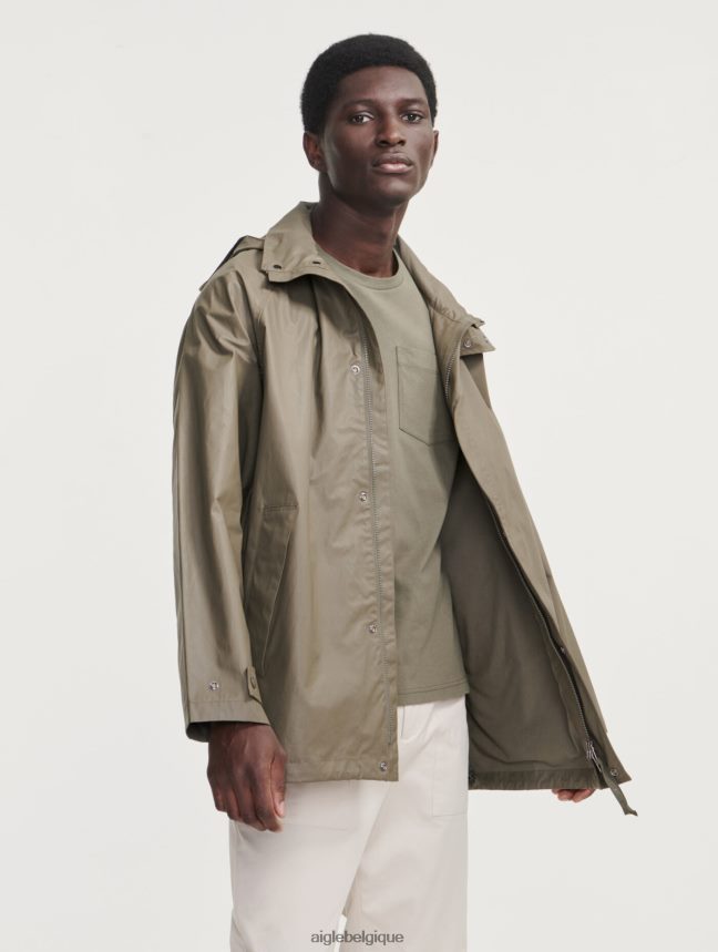 Aigle vêtements veste enduite mi-longue à capuche taillis Hommes HV42L2207