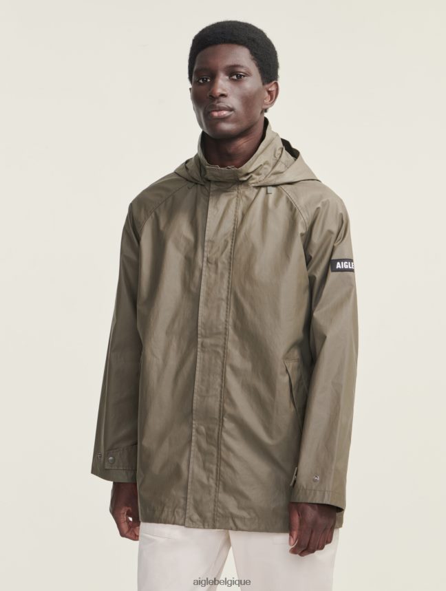 Aigle vêtements veste enduite mi-longue à capuche taillis Hommes HV42L2207
