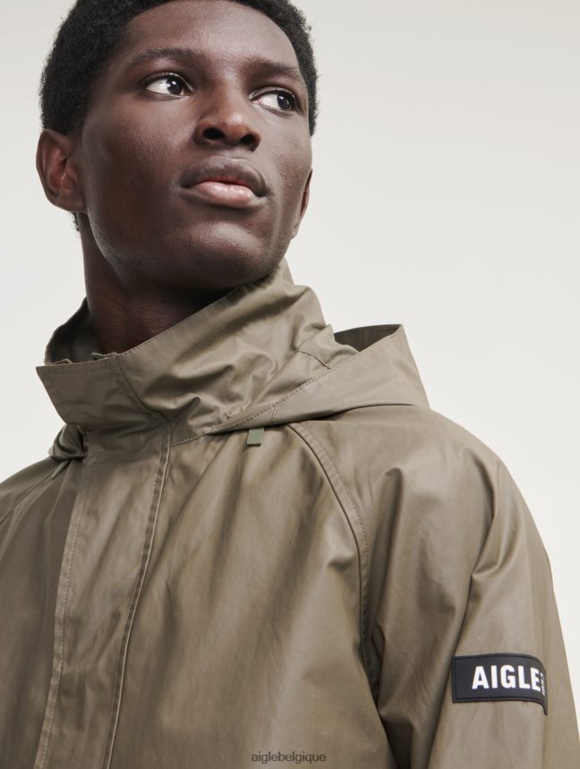 Aigle vêtements veste enduite mi-longue à capuche taillis Hommes HV42L2207