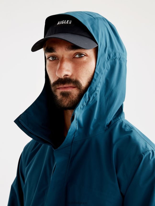 Aigle vêtements veste mtd courte à capuche bleu orage Hommes HV42L2209