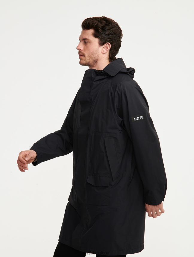 Aigle vêtements veste mtd longue à capuche noir Hommes HV42L2184