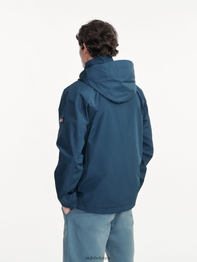 Aigle vêtements parka courte gore-tex capuche amovible bleu orage je Hommes HV42L2170