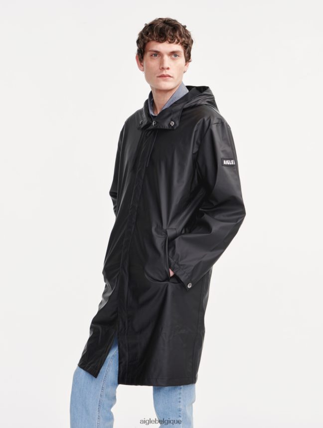 Aigle vêtements parka imperméable longue à capuche noir Hommes HV42L2199