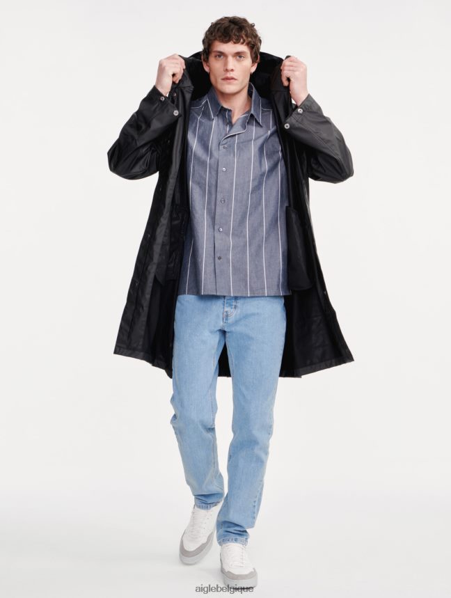 Aigle vêtements parka imperméable longue à capuche noir Hommes HV42L2199