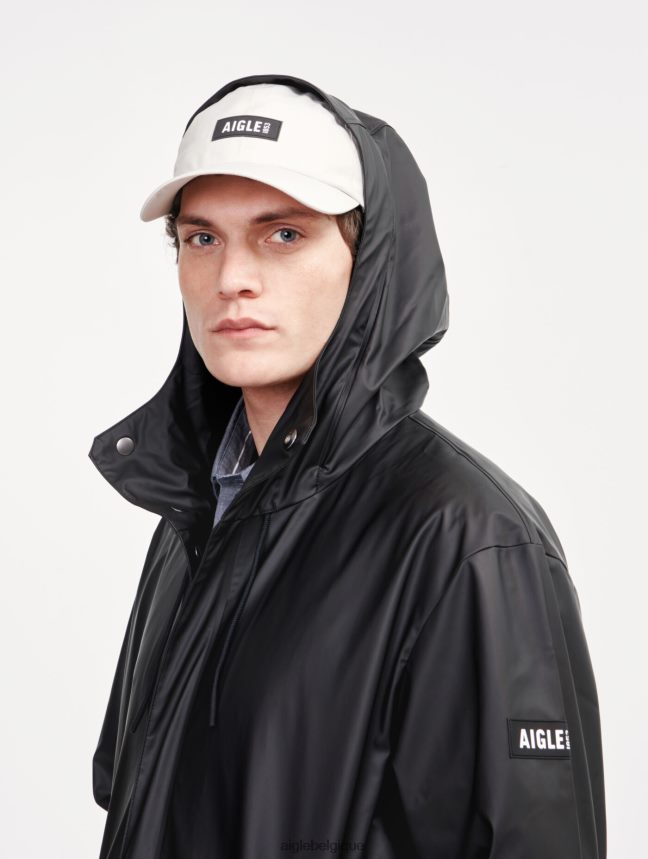 Aigle vêtements parka imperméable longue à capuche noir Hommes HV42L2199