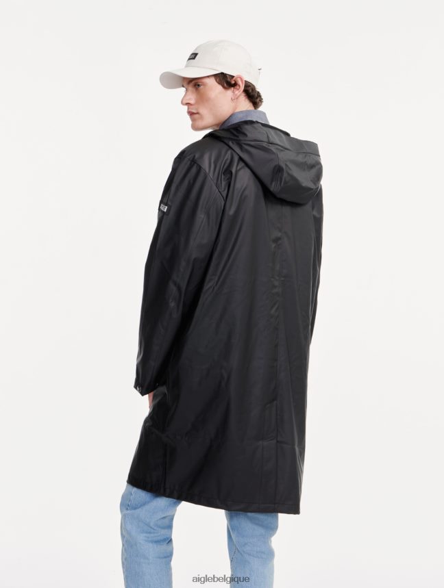 Aigle vêtements parka imperméable longue à capuche noir Hommes HV42L2199