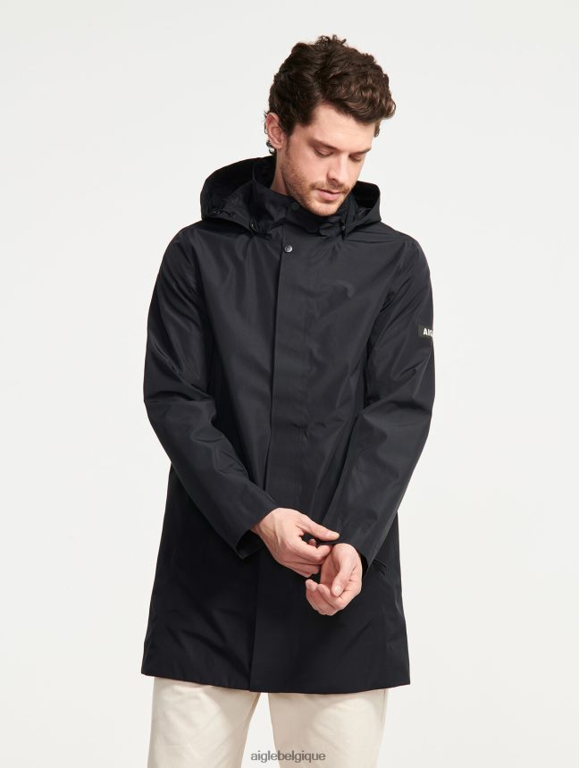 Aigle vêtements parka longue à capuche en gore-tex noir Hommes HV42L2168