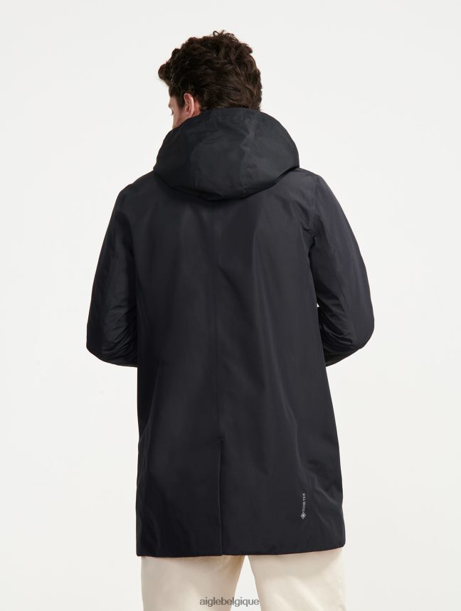 Aigle vêtements parka longue à capuche en gore-tex noir Hommes HV42L2168