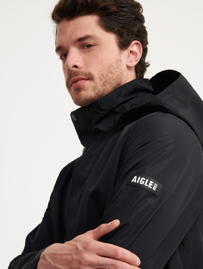 Aigle vêtements parka longue à capuche en gore-tex noir Hommes HV42L2168