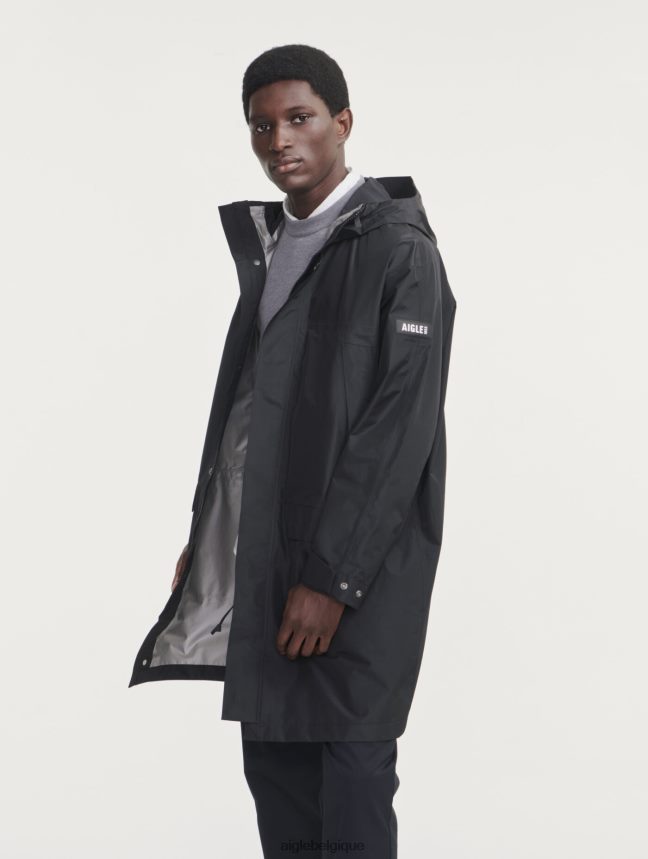 Aigle vêtements parka longue à double capuche en gore-tex paclite noir Hommes HV42L2158