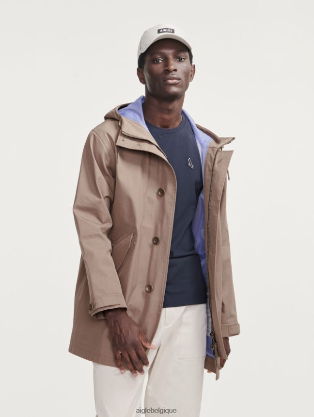 Aigle vêtements parka mtd mi-longue à capuche cappuccino Hommes HV42L2222