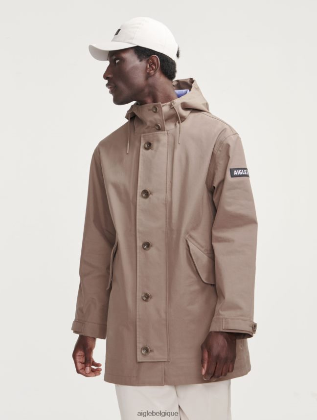 Aigle vêtements parka mtd mi-longue à capuche cappuccino Hommes HV42L2222