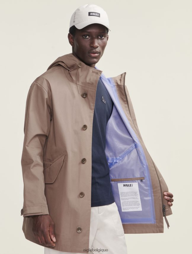 Aigle vêtements parka mtd mi-longue à capuche cappuccino Hommes HV42L2222