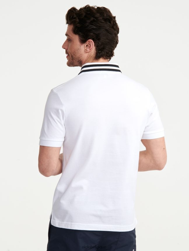 Aigle vêtements polo à manches courtes et col à double bande blanc Hommes HV42L2154
