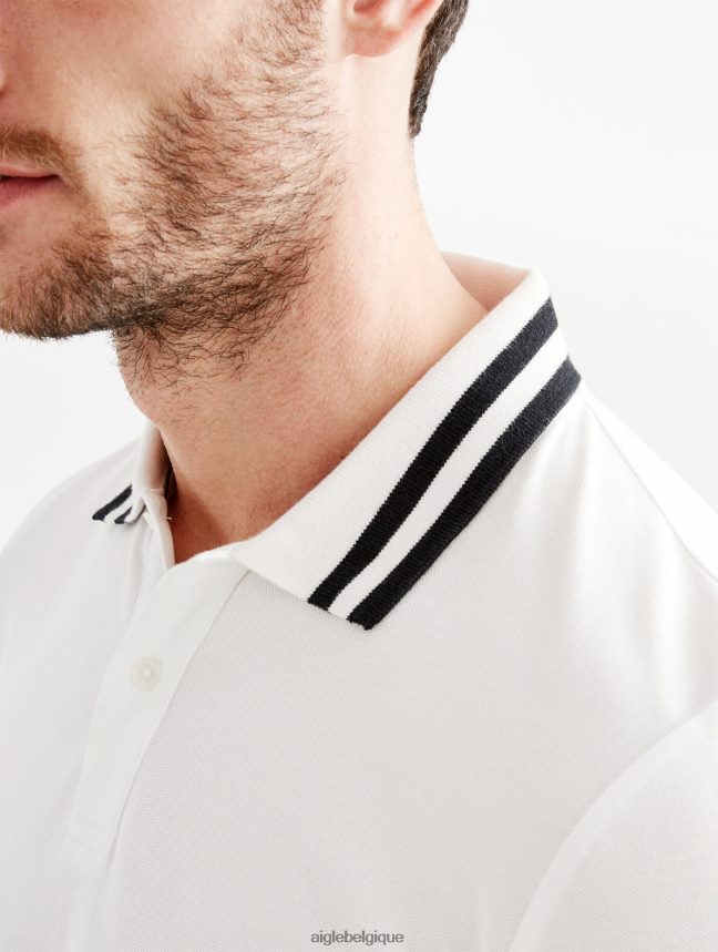 Aigle vêtements polo à manches courtes et col à double bande blanc Hommes HV42L2154