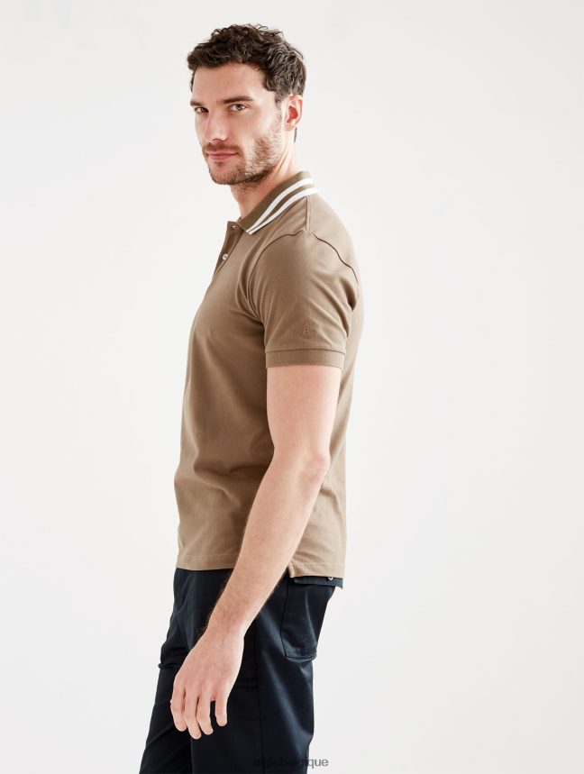 Aigle vêtements polo à manches courtes et col à double bande cappuccino Hommes HV42L225