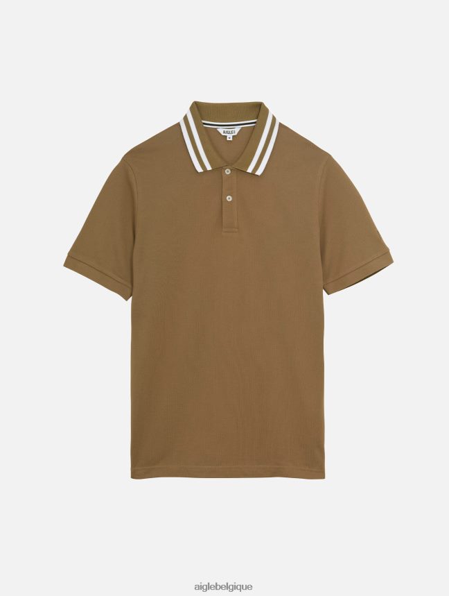 Aigle vêtements polo à manches courtes et col à double bande cappuccino Hommes HV42L225