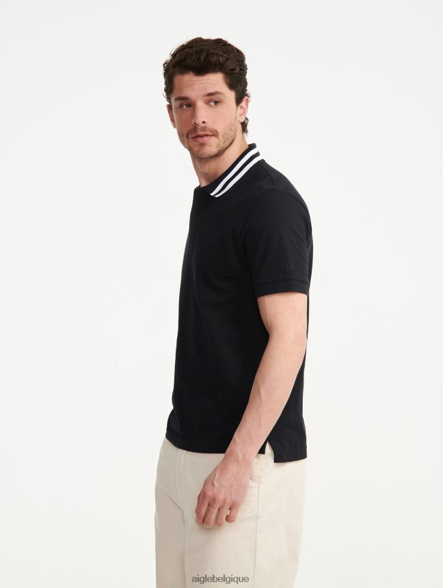 Aigle vêtements polo à manches courtes et col à double bande noir Hommes HV42L2121