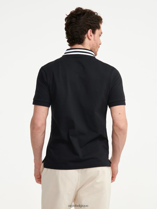 Aigle vêtements polo à manches courtes et col à double bande noir Hommes HV42L2121