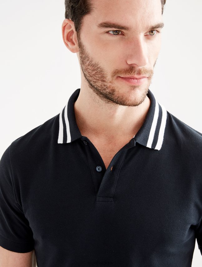 Aigle vêtements polo à manches courtes et col à double bande noir Hommes HV42L2121