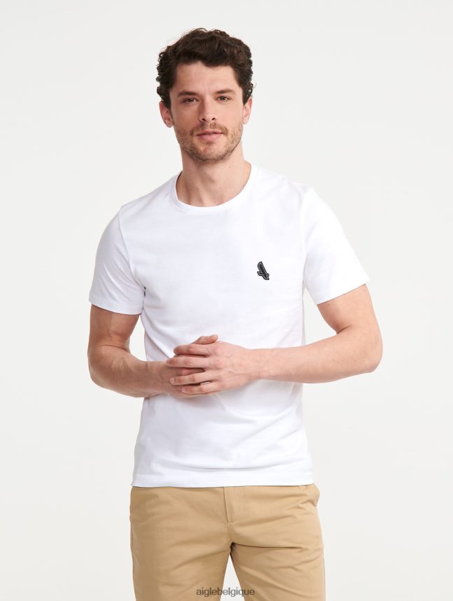 Aigle vêtements t-shirt à col rond blanc Hommes HV42L2138