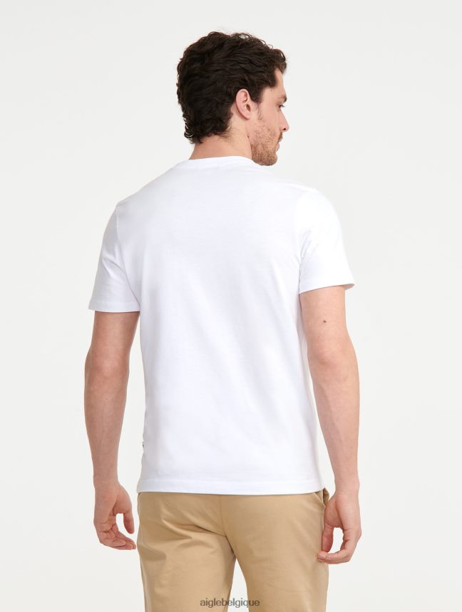 Aigle vêtements t-shirt à col rond blanc Hommes HV42L2138