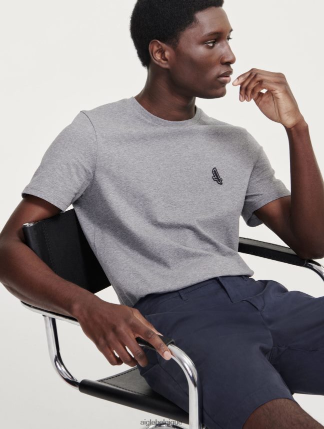 Aigle vêtements t-shirt à col rond gris chiné Hommes HV42L268