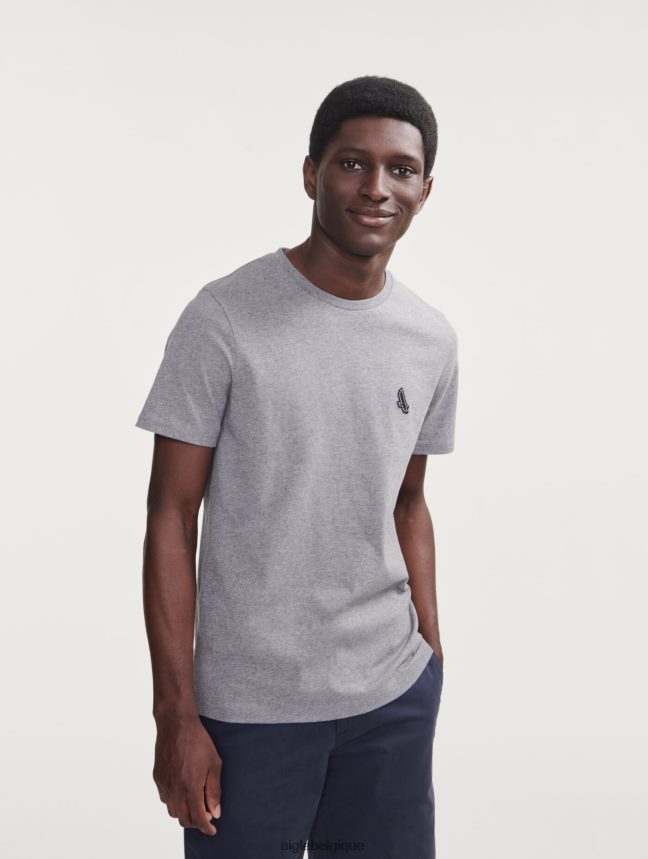 Aigle vêtements t-shirt à col rond gris chiné Hommes HV42L268
