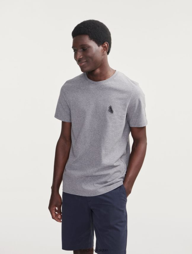 Aigle vêtements t-shirt à col rond gris chiné Hommes HV42L268