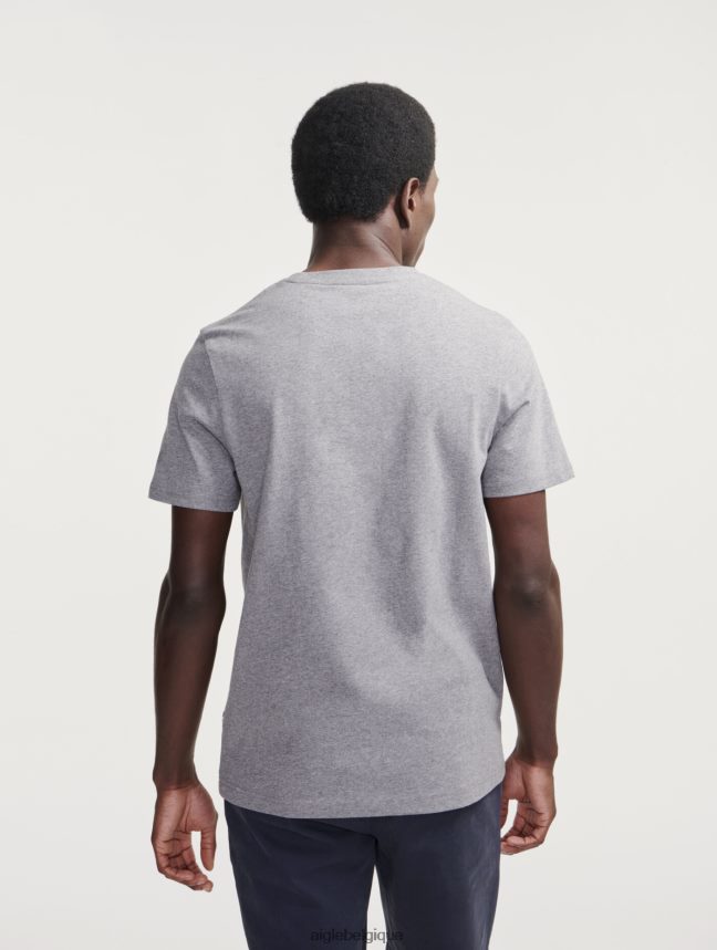 Aigle vêtements t-shirt à col rond gris chiné Hommes HV42L268