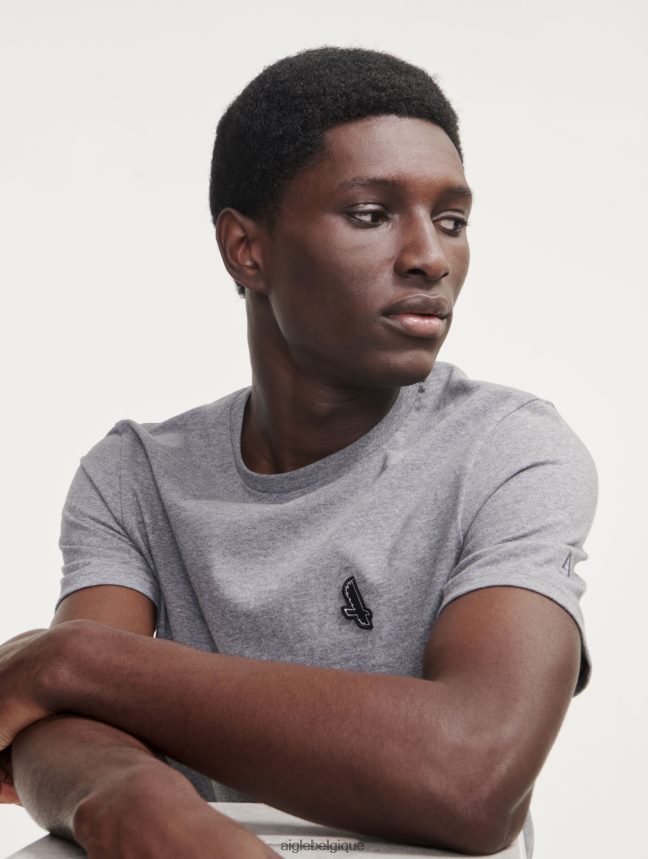 Aigle vêtements t-shirt à col rond gris chiné Hommes HV42L268