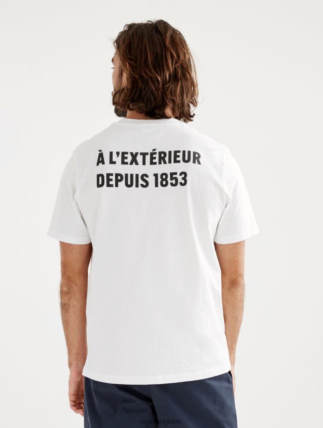 Aigle vêtements t-shirt imprimé à col rond blanc Hommes HV42L2115