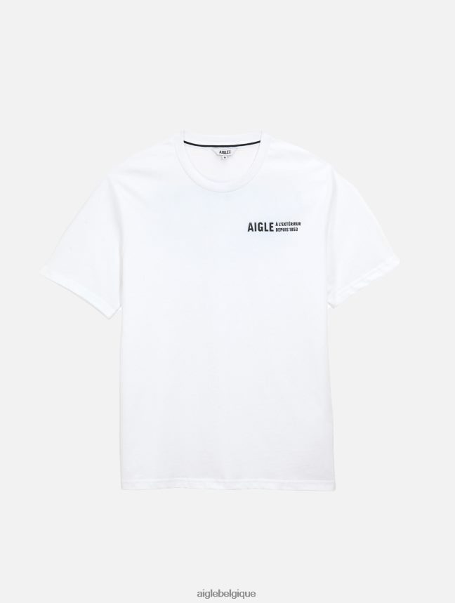Aigle vêtements t-shirt imprimé à col rond blanc Hommes HV42L2115