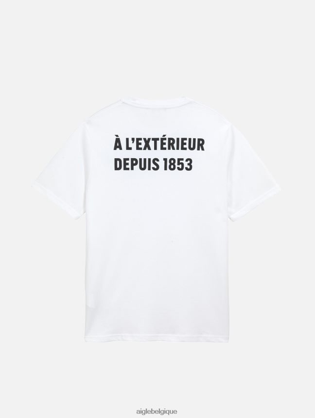 Aigle vêtements t-shirt imprimé à col rond blanc Hommes HV42L2115