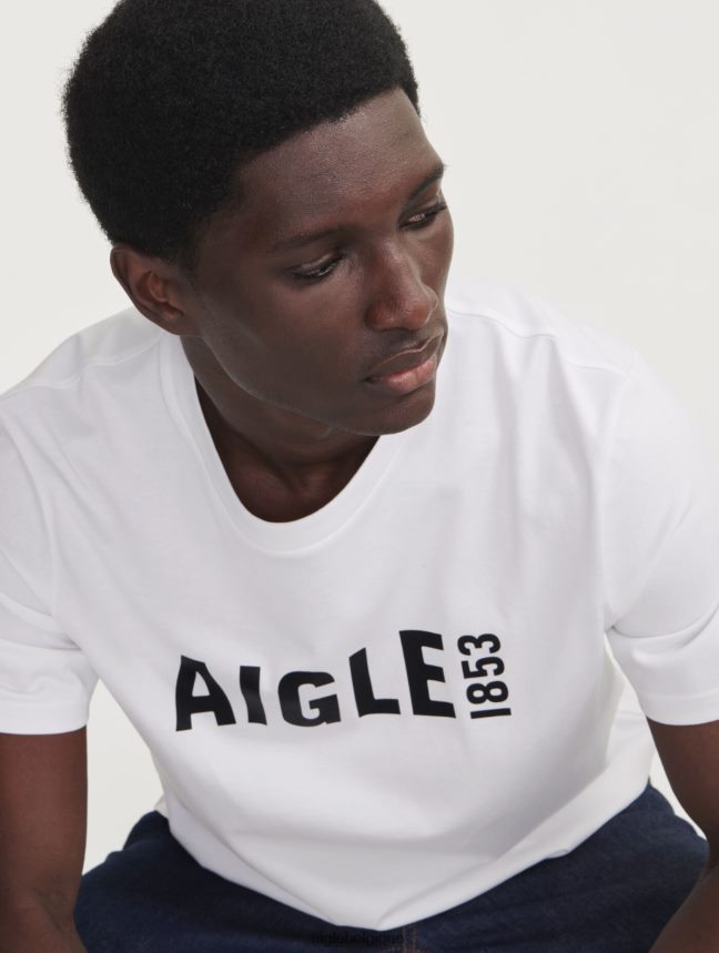 Aigle vêtements t-shirt imprimé à col rond en pyratex blanc Hommes HV42L2152